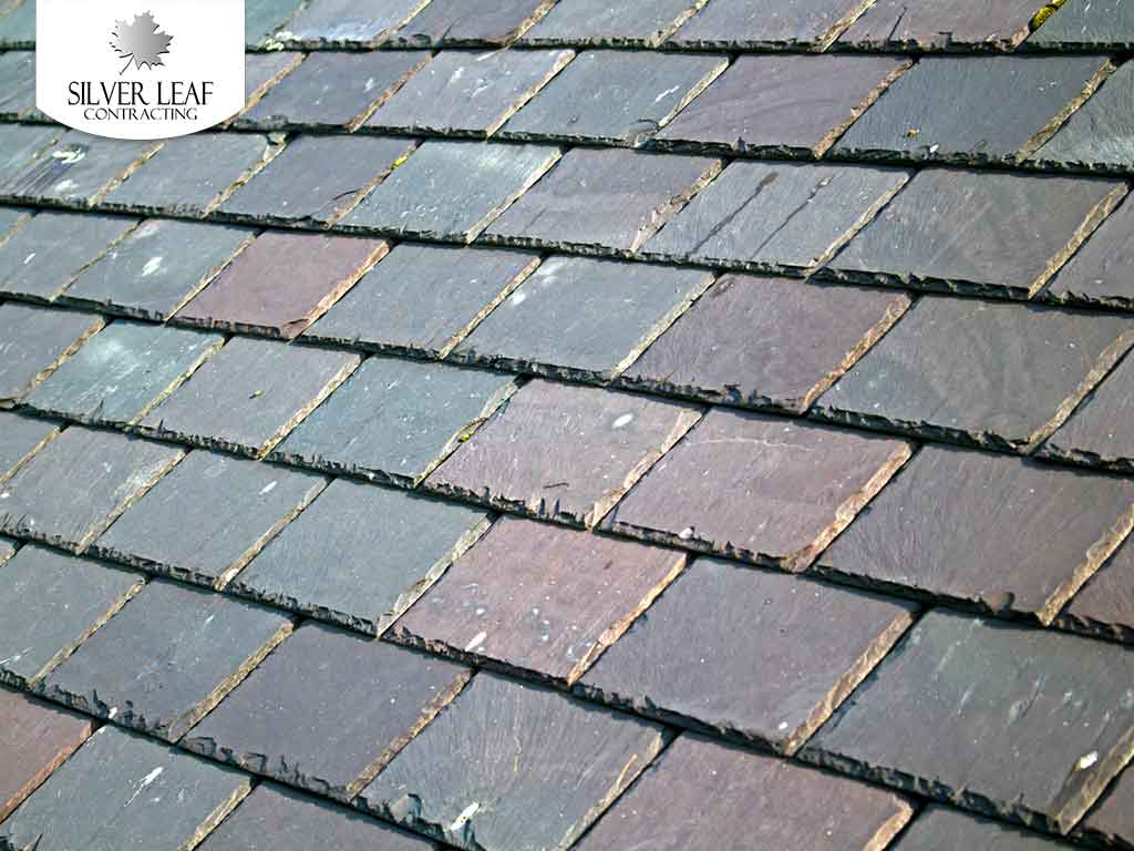 An attractive multicolored slate roof.